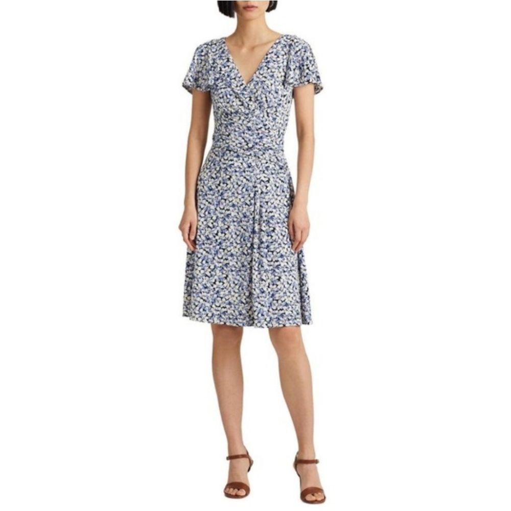 NWT Lauren Ralph Lauren Soft Knit Floral Dress. Cottagecore. Wedding Guest.